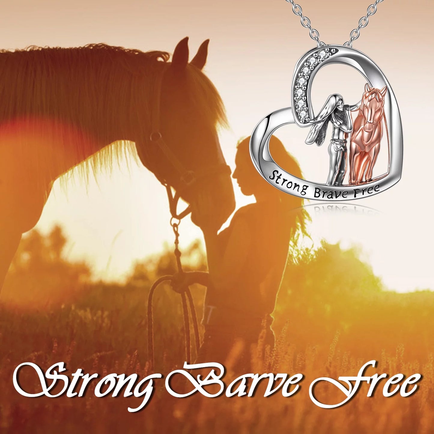 Horse Pendant Necklace Jewelry Sterling Silver Girls with Horse Gift for Women Girls 18"