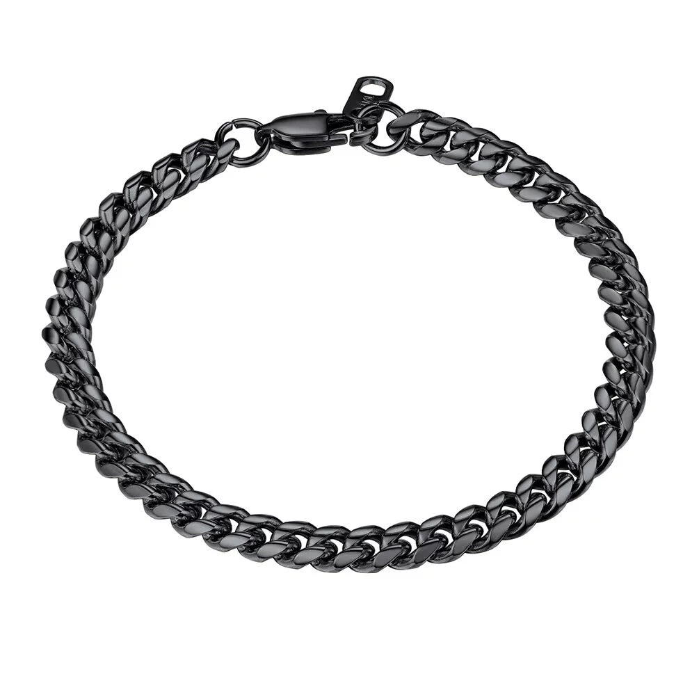 Cuban Link Black 14MM Wide Black Chain Bracelets Punk Mens Women Jewelry Gift, 21" Length