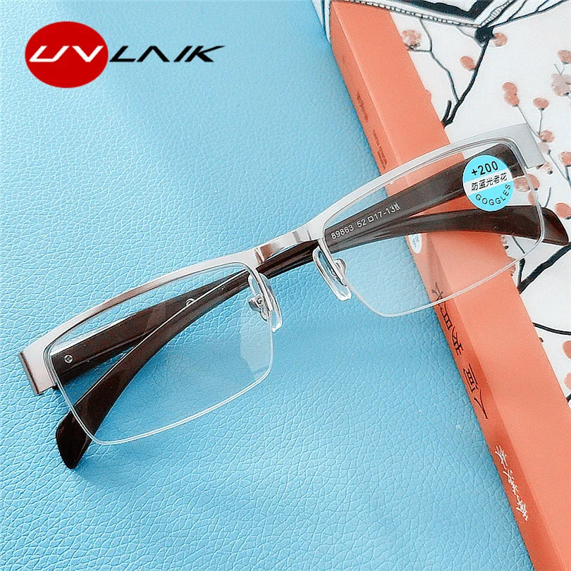 Blue Light Blocking Reading Glasses Men Business CR-39 Aspheric Glasses Transparent Eyeglasses Frame 1.0 1.5 2.0 2.5 3.0