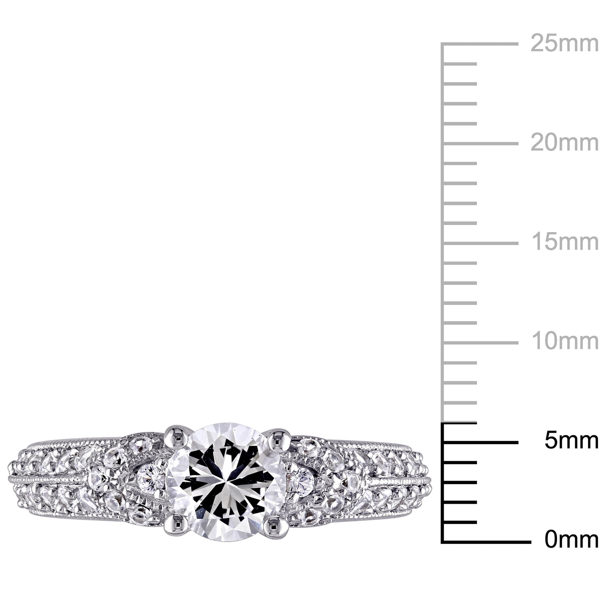 Miabella Women'S 1-5/8 Carat T.G.W. Created White Sapphire Vintage Engagement Ring in Sterling Silver