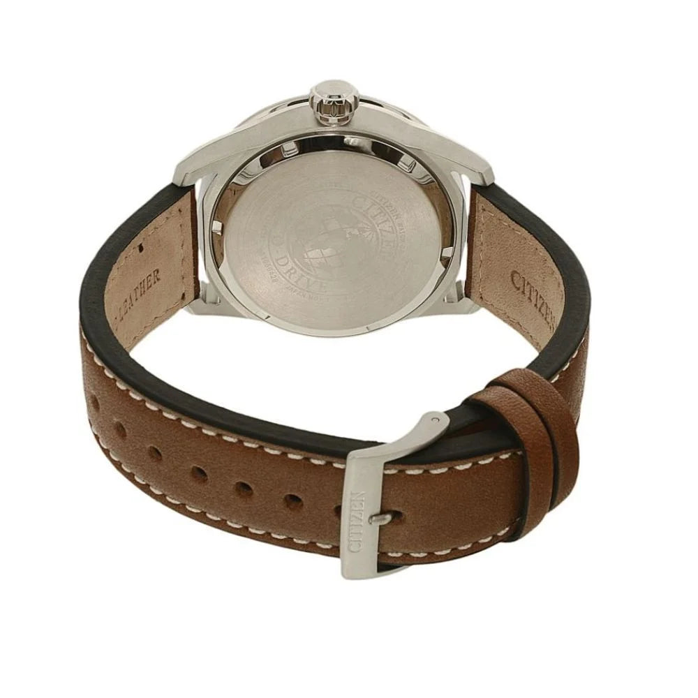 Men'S Eco-Drive Black Leather Strap Watch AW1361-01E