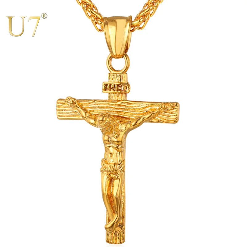 Crucifix Cross Pendant Stainless Steel Necklace for Women Men Faith Necklace Fashion Religious Jewelry Free Shipping