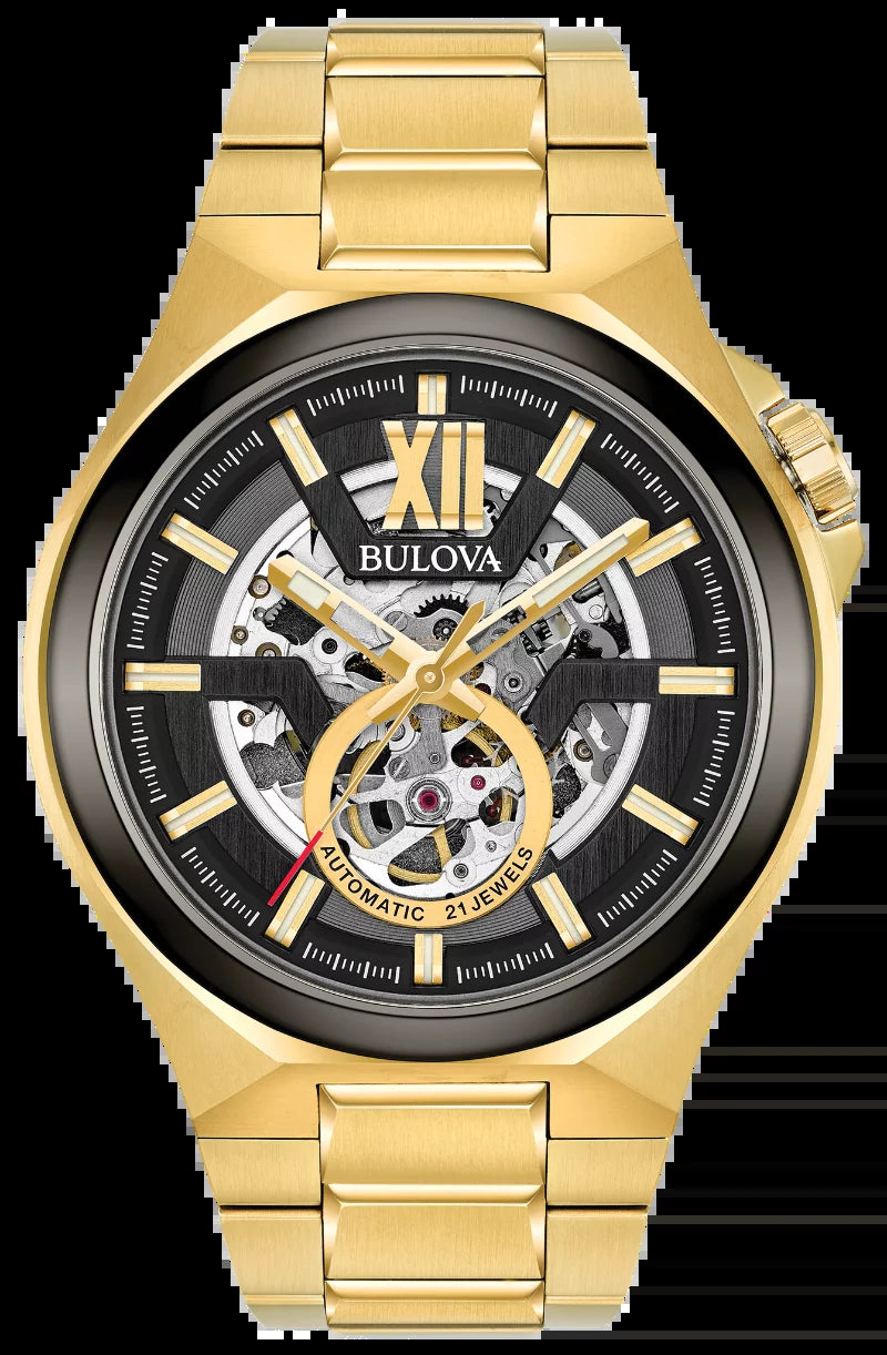 Maquina 98A178 46Mm Gold-Toned Skeleton Dial Automatic Men'S Watch