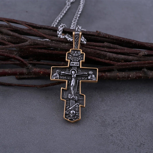 316L Stainless Steel Jesus Cross Necklace Men'S Religious Faith Amulet Pendant Necklace Believers Fashion Jewelry Accessories