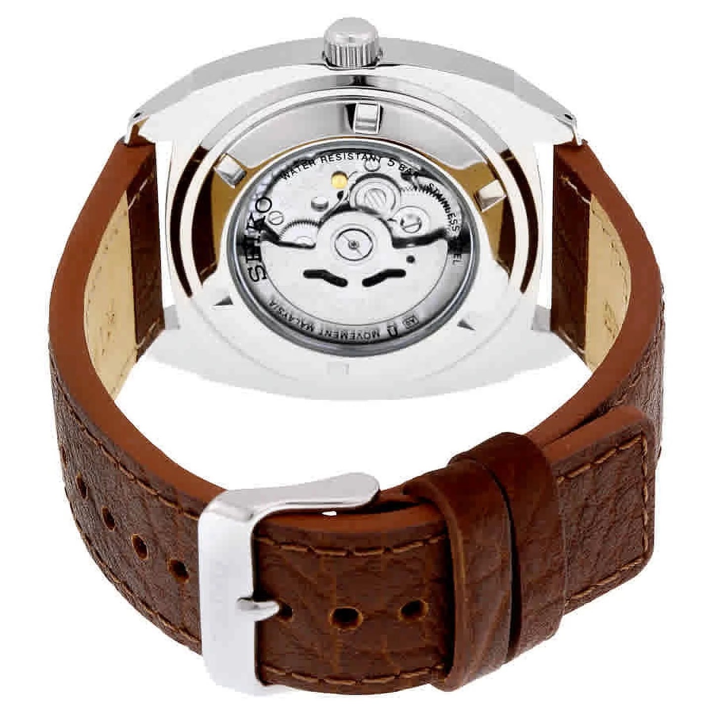 Men'S Recraft Luminous Blue Dial Silver Tone Brown Leather Watch SNKN37