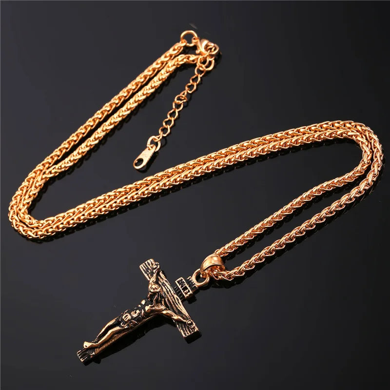 Crucifix Cross Pendant Stainless Steel Necklace for Women Men Faith Necklace Fashion Religious Jewelry Free Shipping