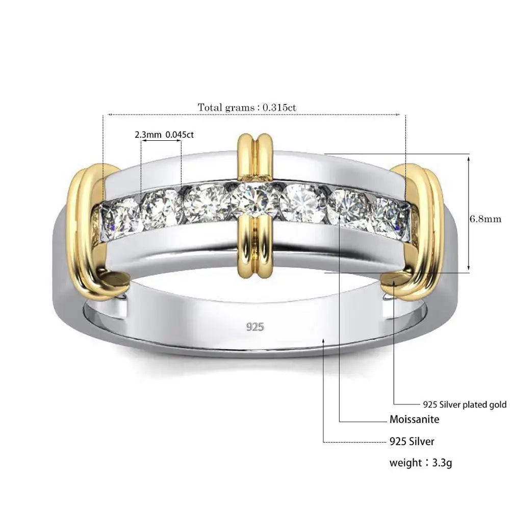 Real 925 Sterling Silver Moissanite Ring Women Wedding Promise Diamond Rings Designer Luxury Gold Plated Dubai Jewellery