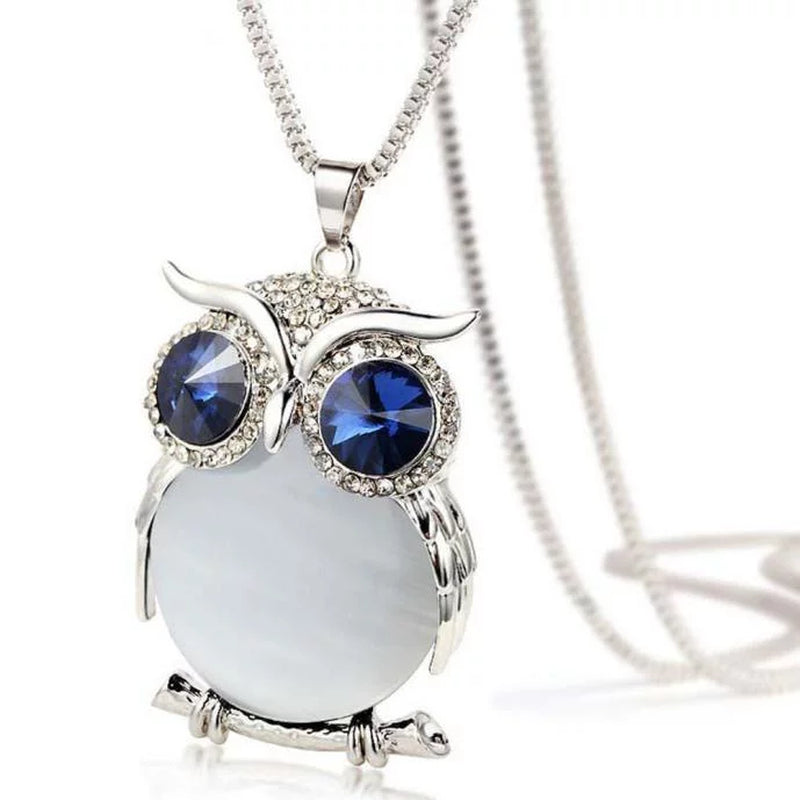 Real Necklace for Women Diamond Pendant Owl Women Jewelry Chain Sweater Long Necklace Necklaces Pendants Water Drop Necklace White