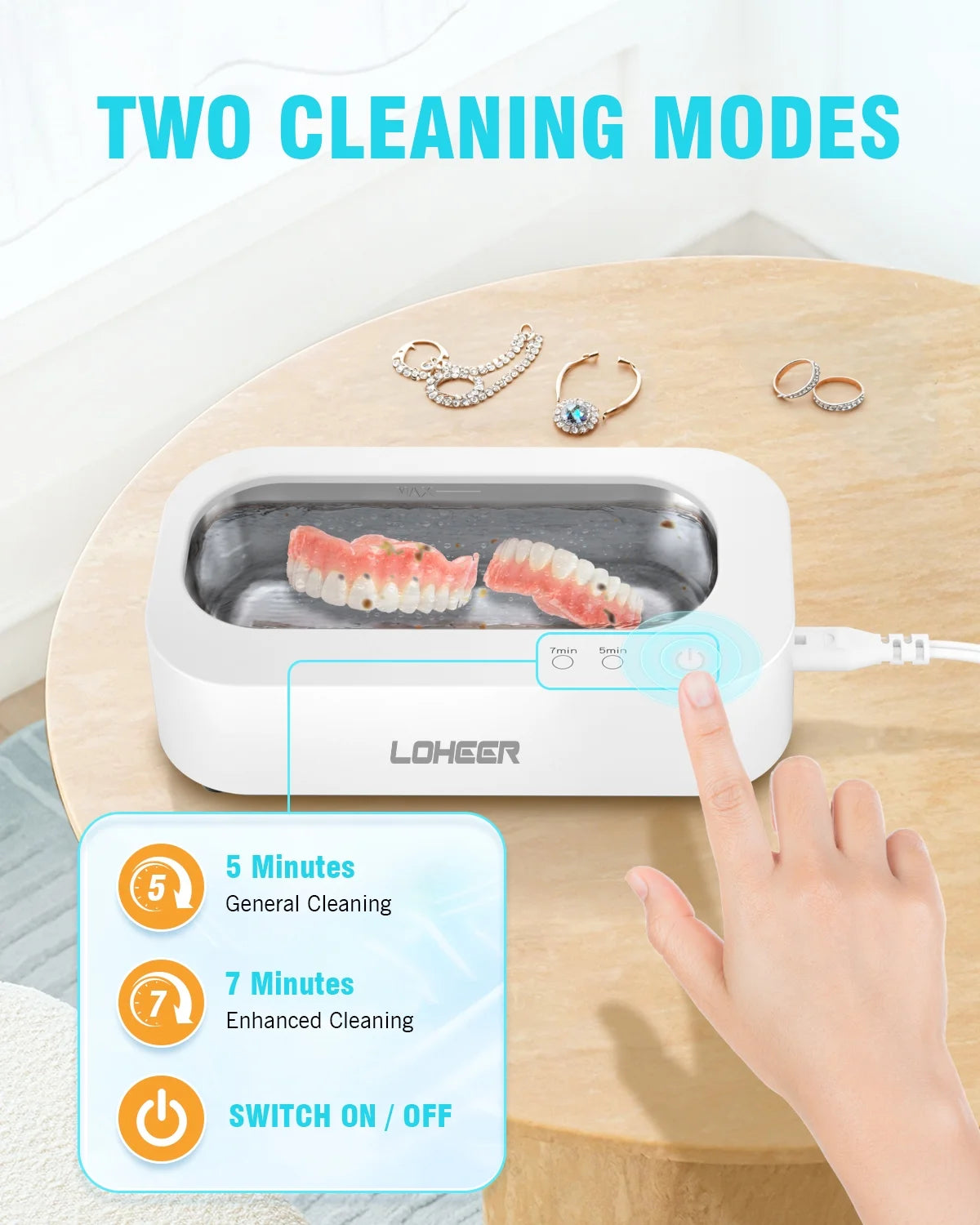 Ultrasonic Jewelry Cleaner, 12Oz 48Khz Ultrasonic Cleaner for Rings, Glasses, Jewelry, Dentures