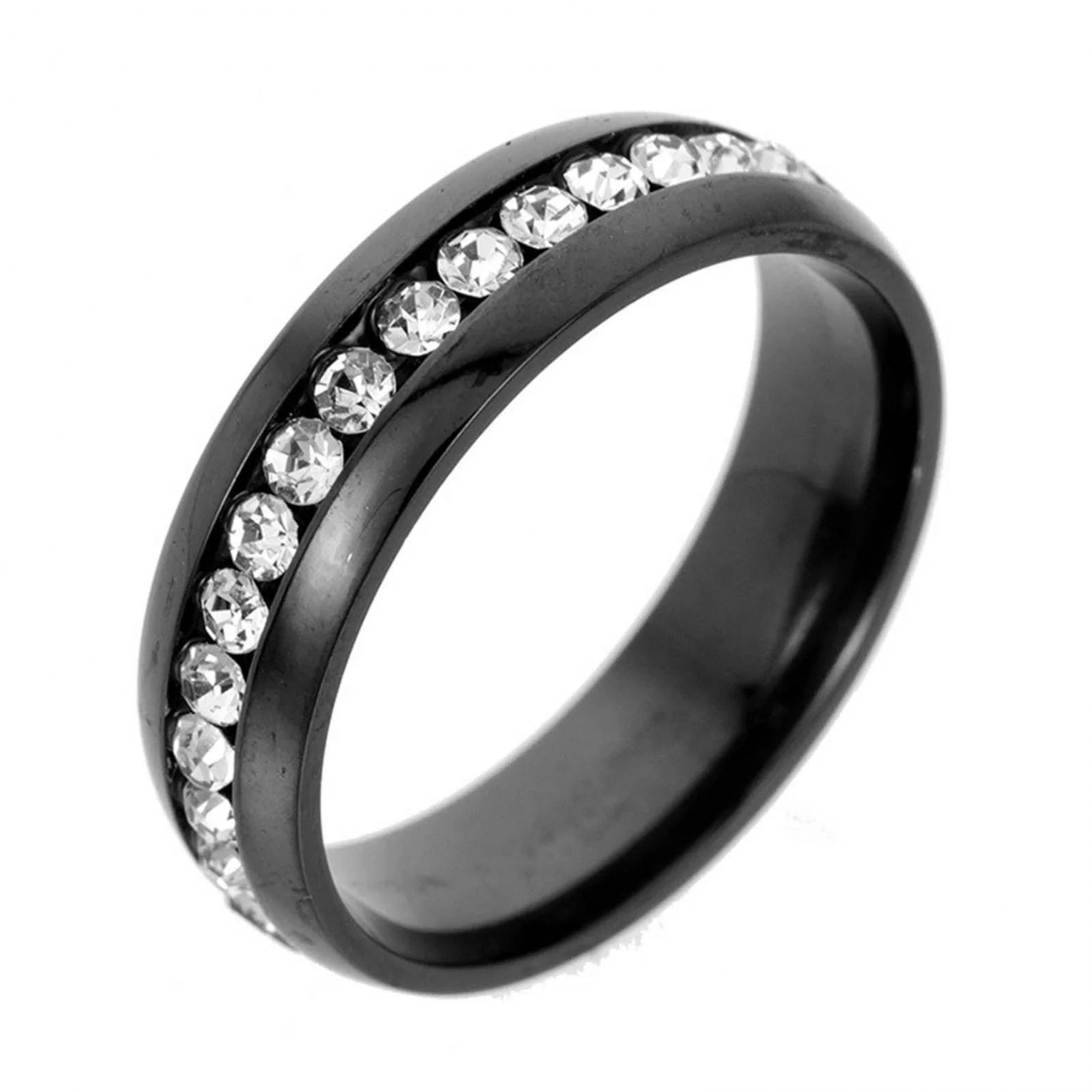 Unisex Stainless Steel Crystal Ring for Men and Women Fashion Couple Ring