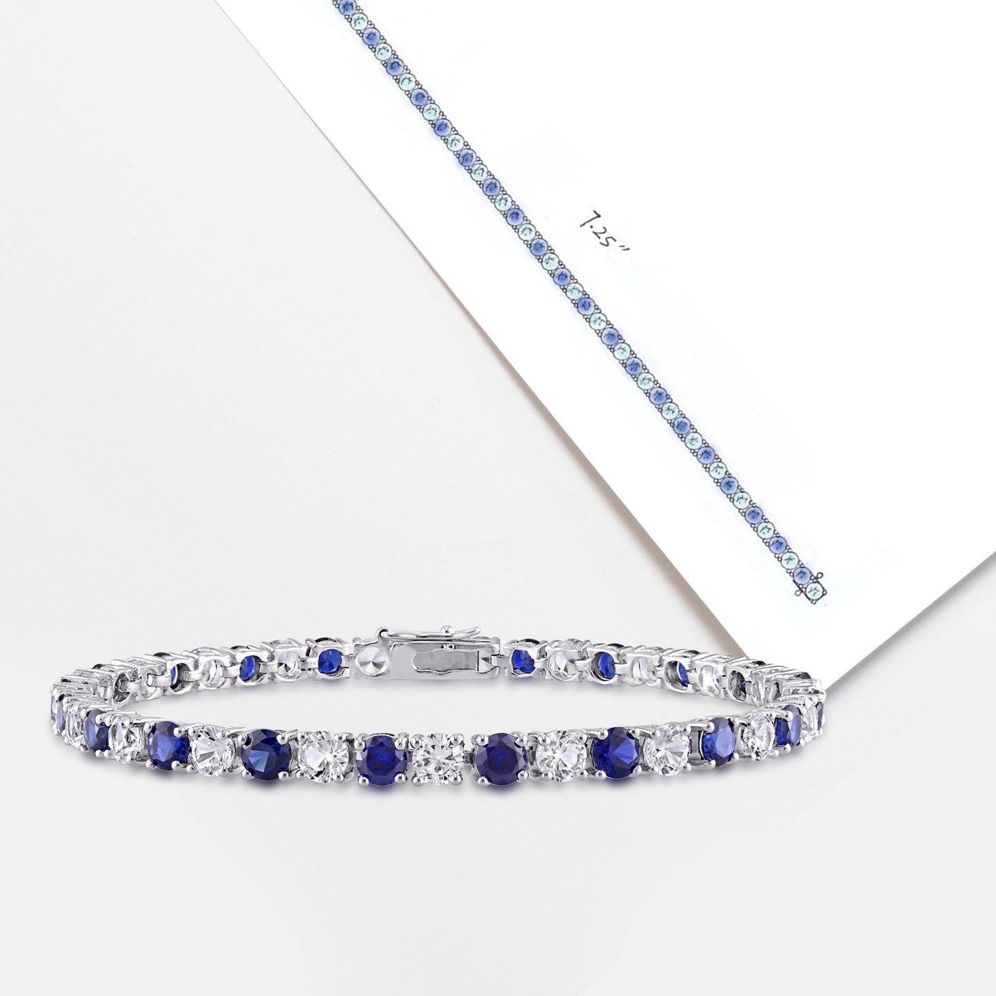 Miabella Women'S 14-1/4 Carat T.G.W. Created Blue & White Sapphire Sterling Silver Tennis Bracelet