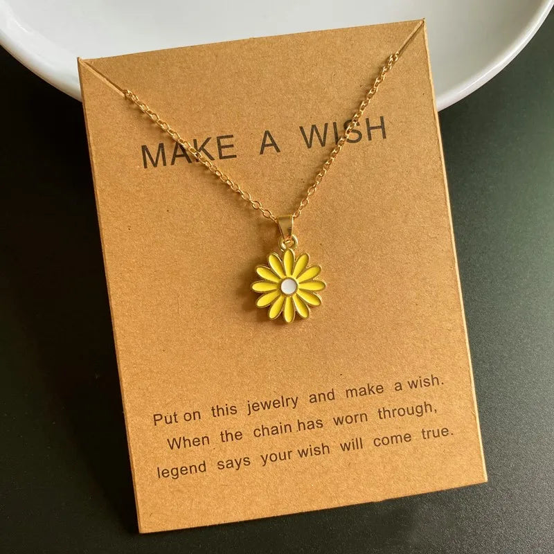 Small Pendant Sunflower Necklace for Girl Korean Fashion Women Choker Necklace Sunnmer Neck Jewlery Wholesale Dropshipping